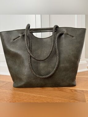 Deux Lux Green Vegan Leather Tote Bag